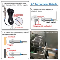 AC 110V-230V High Precision Digital LED Motor Speed Tachometer Anti-jamming Hall