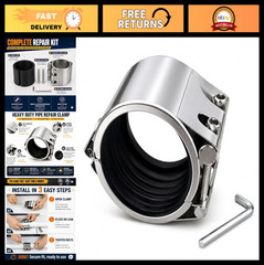 Heavy Duty 2″ Pipe Repair Clamp – Stainless Steel Leak Sealer for Metal & PVC Pi