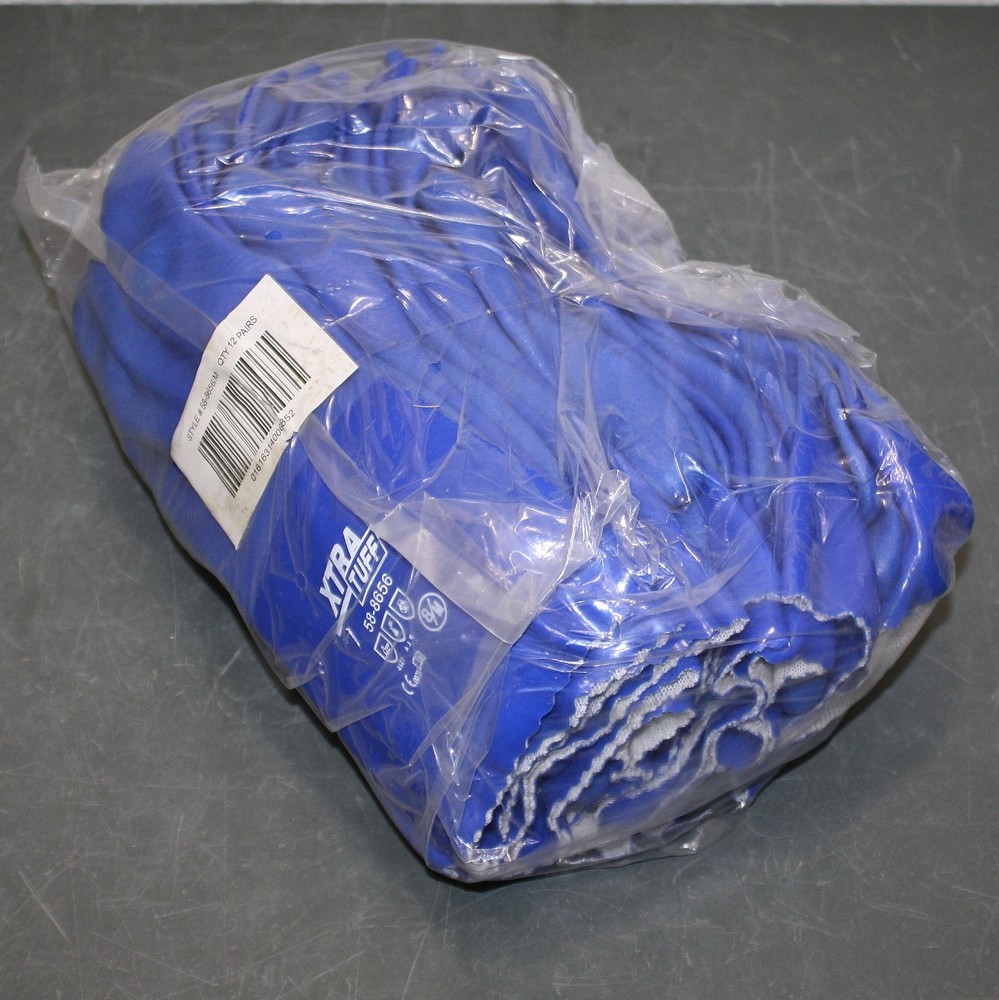 (12 Pairs) PIP 12″ Oil Resistant Gloves 58-8656, Size 8 / M, Blue PVC, XTra Tuff