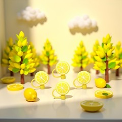 4Pcs Yellow lemon Straws Cover Cap Reusable Silicone 6-8 Millimeters,