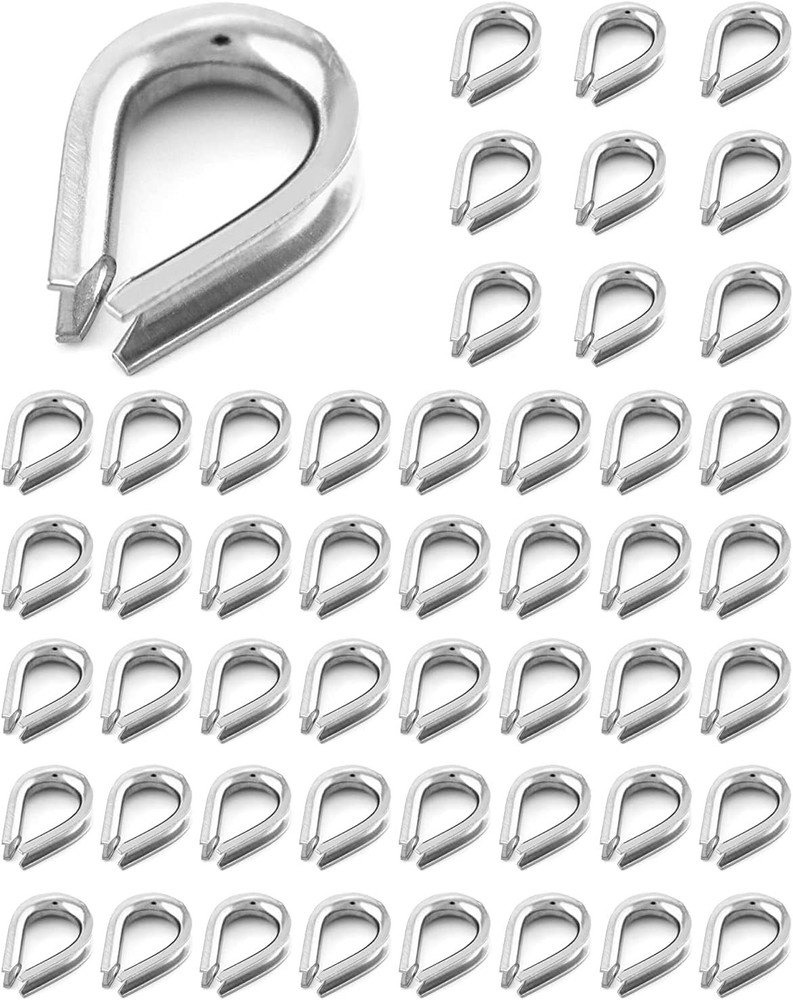 YAMASO 50pcs 1/8″ M3 Stainless Steel Thimble for Diameter Wire Rope Cable Thimbl