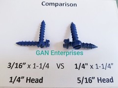Concrete Hex Head slotted 3/16 x 1-1/4″ block / Brick, Masonry Screw Tapcon