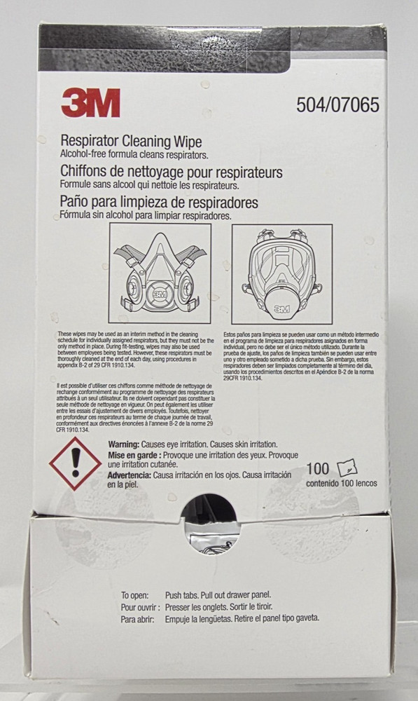 3M 504 Respirator Cleaning Wipes 100 Count Alcohol Free USA Industrial