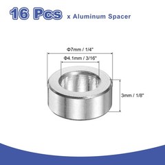 16Pcs Aluminum Spacer 7mm OD x 4.1mm ID x 3mm Length for M4 Screw