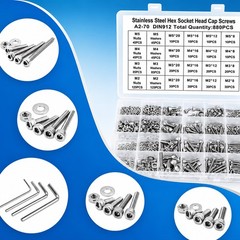 880PCS Metric Screws Assortment Kit, Hex Socket Head Cap, Bolts Nuts Washers New