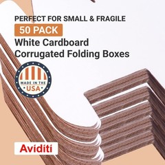 BOX USA Shipping Boxes Small 4″L x 4″W x 4″H 50-Pack – 4x4x4, Oyster White