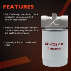 CP-752-10 3/4″NPTF Oil Filter w/ 10 Micron Hydraulic For Tractors Log Splitters