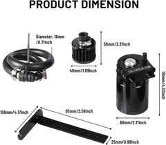 350ml Aluminum Oil Catch Can 2-Port Oil Separator Tank Compatible with Ford F…