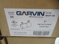 Lot of 100- Southwire Garvin 1 Inch EMT Set Screw Coupling Steel SSCP-100