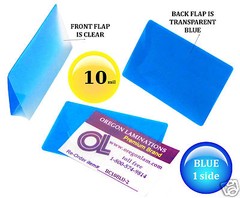 Hot Laminating Pouches 2-1/4 x 3-3/4 Business Card [pk of 100] 10 Mil Clear/Blue