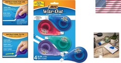 4-Count BIC EZ Correct White Correction Tape – Tear-Resistant, Quick Drying