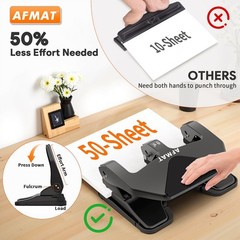 Heavy Duty 3 Hole Punch – 50 Sheet Capacity, Reduced Effort, Adjustable Guide, L