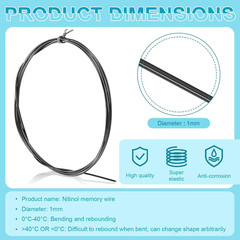 2 Pcs 5 Feet Shape Memory Nitinol Wire 1.0 mm 40° C (18ga 104 °F) Pre Trained Wi