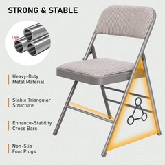 16 Pack Padded Metal Folding Chairs Grey Fabric 350lb Wedding Office Church