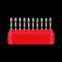 10Pcs Dental Diamond Burs FOOTBALL 379-023F FINE RED DEFEND Friction Grip