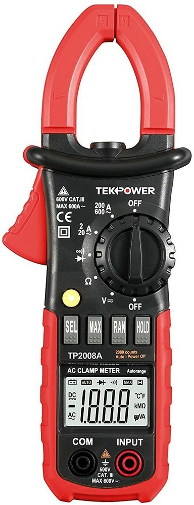 TekPower TP2008A Clamp Meter AC DC Voltage Current Resistance Tester