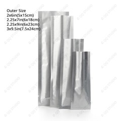 Multi Size Clear Back Silver Front Aluminium Mylar Glossy Flat Open Top Pouch