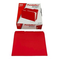 100 Folders Pendaflex Red Letter Size File Folders with Interior Grid 1/3 Cut