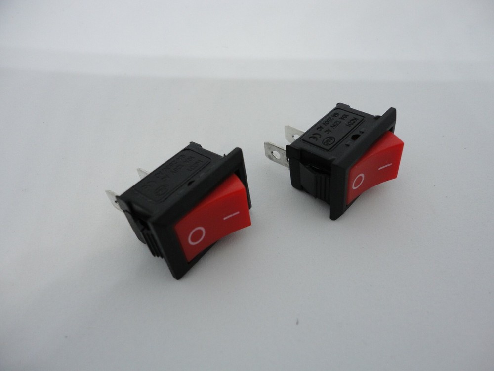 2 Pcs Pack Red KCD1 10A 125V 6A 250V AC CQC 2 Pin I O Power Button Rocker Switch