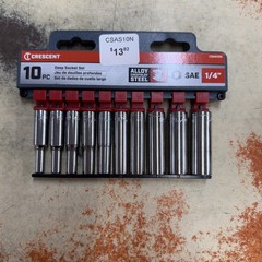 Crescent 10 Piece1/4″ Drive 6 Point Deep SAE Socket Set – One Size, No Color