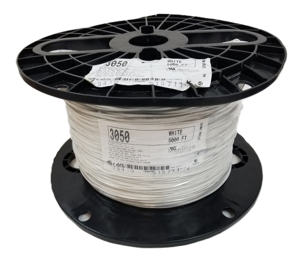 5000′ Alpha 3050 WH013 24AWG Stranded HookUp Wire White PVC UL1007/1569 300V NEW