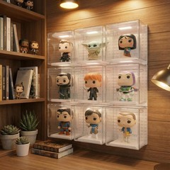 9 Acrylic Wall-Mounted Display Shelves for Funko Pop – Customizable, Dust Covers