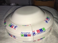 NOS Rare SET of 6 ARCOROC Off-White HOTELIERE 11¼”Diam Large Rim PASTA Soup BOWL