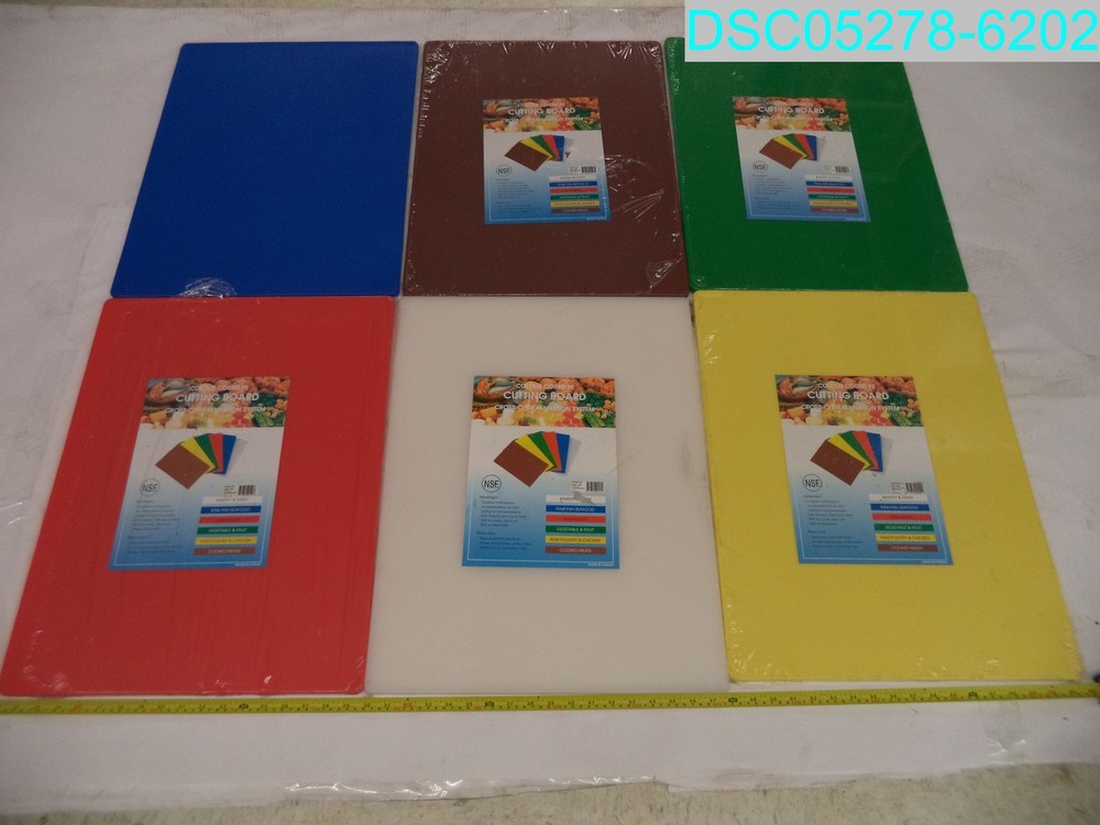 QTY=6: Winco White Yellow Brown Green Blue And Red Cutting Boards 811642001962