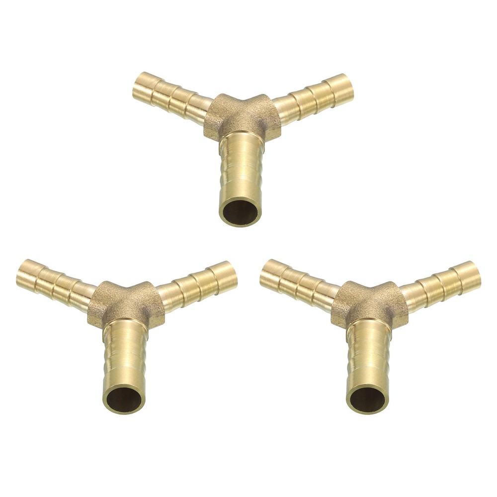 3Pcs Brass Hose Barb Fitting Y Shaped 3 Way Connector Coupler 5/16″x1/4″x1/4″ ID