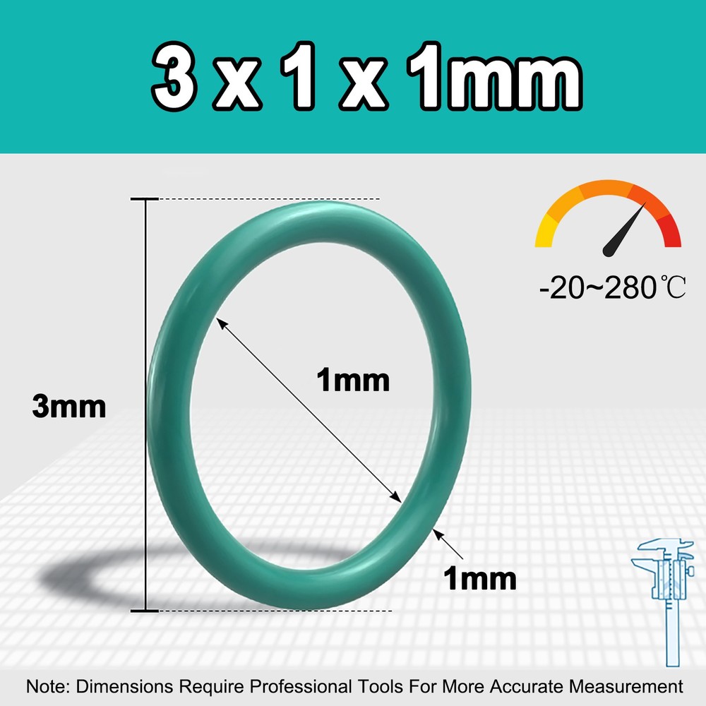 1mm Cross Section , ID:1-58mm O-ring for Automotive A/C Plumbing Repair (Green)
