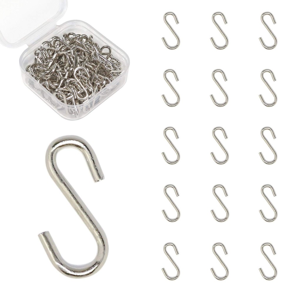Mini S Hooks Connectors S Shaped Wire Hook Hangers 100pcs Hanging Hooks for D…