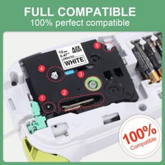 5PK Brother P-Touch TZ-231 TZe-231 12mm Label Tape Black on White 1/2″ PT-H100
