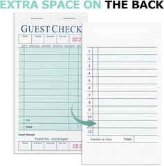 300 Guest Check Books 6 Pack Of 50, for Servers, Server Note Pads, Waitresses