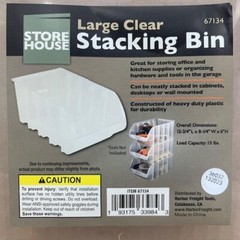 12- Store House Large Clear Stacking Bins 12-3/4″ L x 8-1/4″W x 6″H Storage Tool
