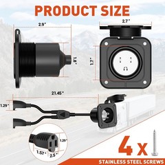 15A 125V AC Electrical Port​​ Plug Power Shore Dual 18″ Extension Cord RV Boat