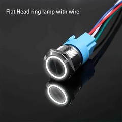 19mm 12V LED ON OFF Push Button Power Switch Latching with Wire Socket Harness