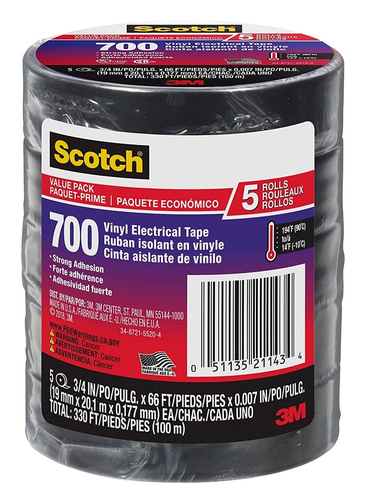 Scotch 24413-BA-6 700 3/4-Inch by 66-Feet by 0.007-Inch Vinyl Electrical…