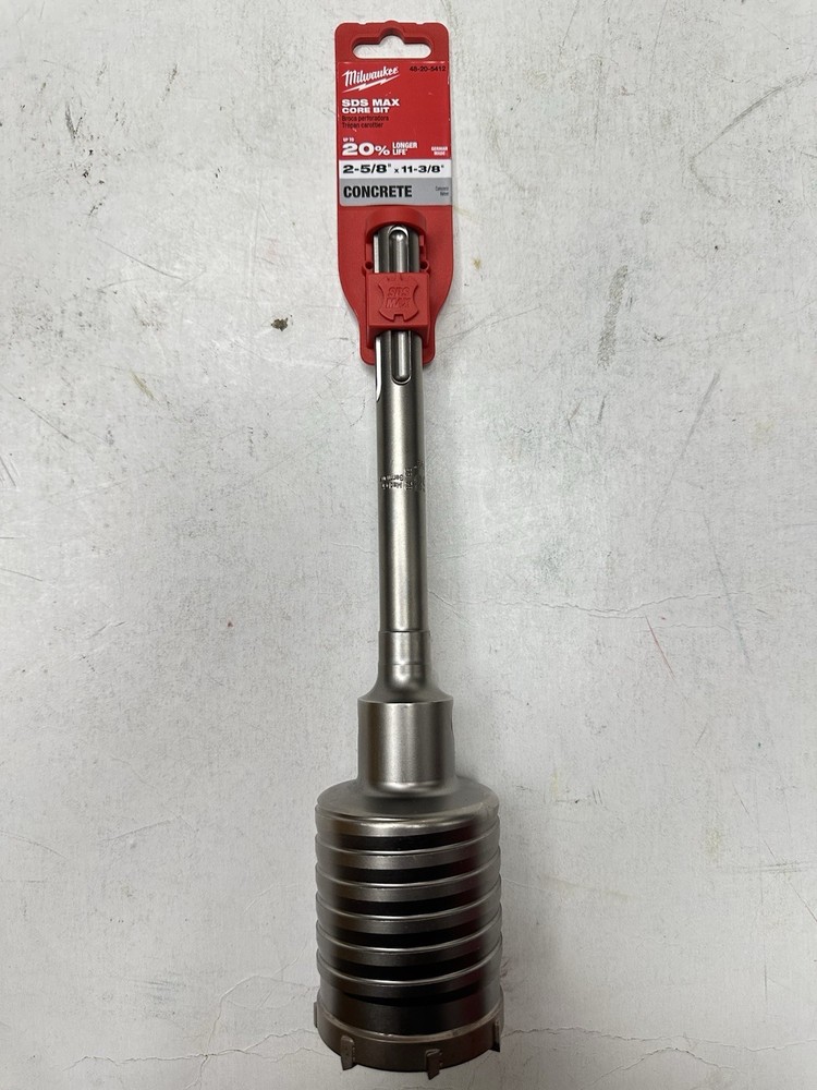 Milwaukee 48-20-5412 2-5/8 in X 11-3/8 in One Piece SDS-MAX Core Bit New