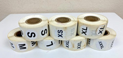 3500 pc Apparel Sz Stickers Labels 7 Rolls 1″ Self Adhesive XS,S,M,L,XL,XXL,XXXL