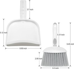 NACENA Small Dust Pan and Brush Set, Mini Broom 1-Pack, Grey White