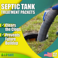 Green Pig Septic Tank Treatment Packets – 1-Year Supply- 4 Packets, One Color