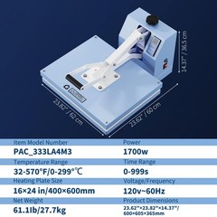 16″x20″ Digital Clamshell T-Shirt Heat Press Machine Transfer Sublimation Print