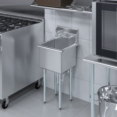 18 in. x 18.5 in. Stainless Steel Utility Sink With 15 in. x 15 in. x 13 in.