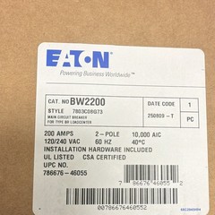Eaton BW2200 200A 2-Pole 120/240V AC Main Breaker On/Off Hardware Included