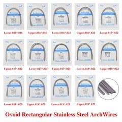 10 Packs/100pcs Dental Orthodontic Stainless Steel Rectangular Arch Wires Ovoid