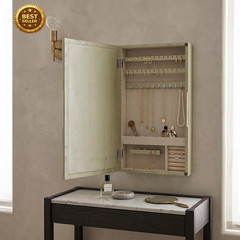 Hives & Honey Jamie Wall Mounted Jewelry Mirror Cabinet, Champagne – Hidden Jewe