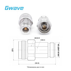 N Male to N Female Adapter, Passivated Stainless Steel, DC – 18GHz