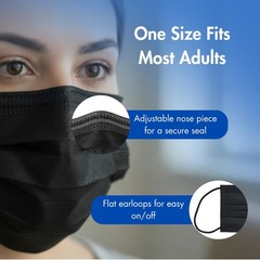 Criterion ASTM Level 3 Disposable Face Mask – Black, 3-Ply, Fluid Resistant, …