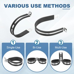 8 Pack 2-1/2 Inch Cable Clamp Rubber Cushioned Pipe Metal Clamp for Tube