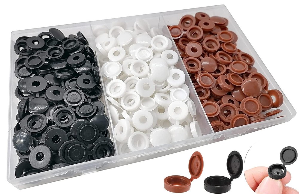 180Pcs Colorful Pieces Hinged Screw Cover Caps Plastic Screw Caps Fold Screw